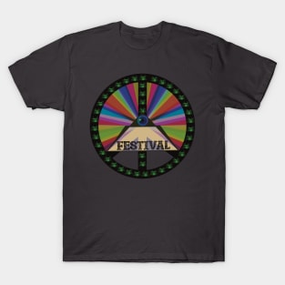 Music Festival Peace Symbol with Drum kit overlay T-Shirt